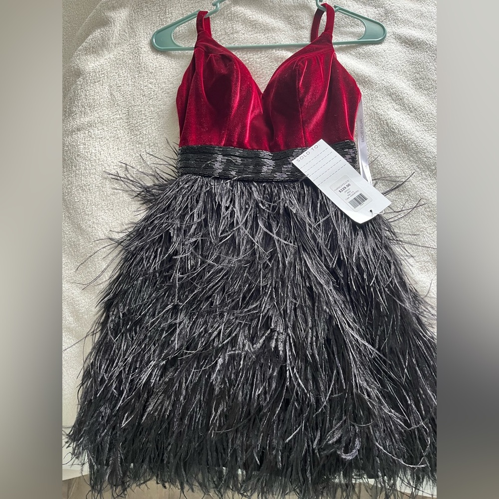 Rachel Allen feather short dress